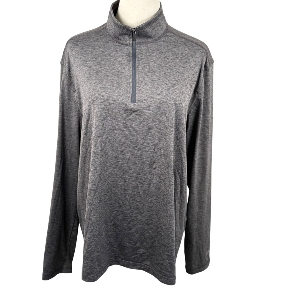 GH Bass Co. Mens M 1/4 Zip Pullover Gray Space Dye Performance LS Activewear EUC